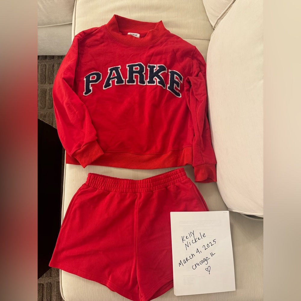 Parke Official Set in Red! Mockneck and Shorts.